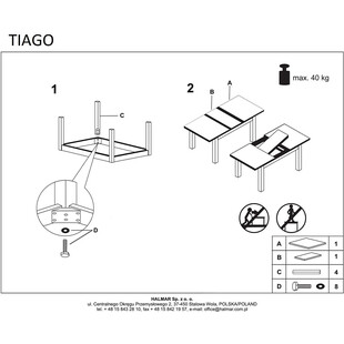 Stół rozkładany skandynawski TIAGO 140x80 dąb sonoma/biały marki Halmar