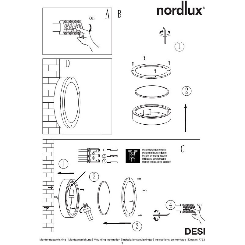 Plafon zewnętrzny okrągły Desi 22 Czarny marki Nordlux