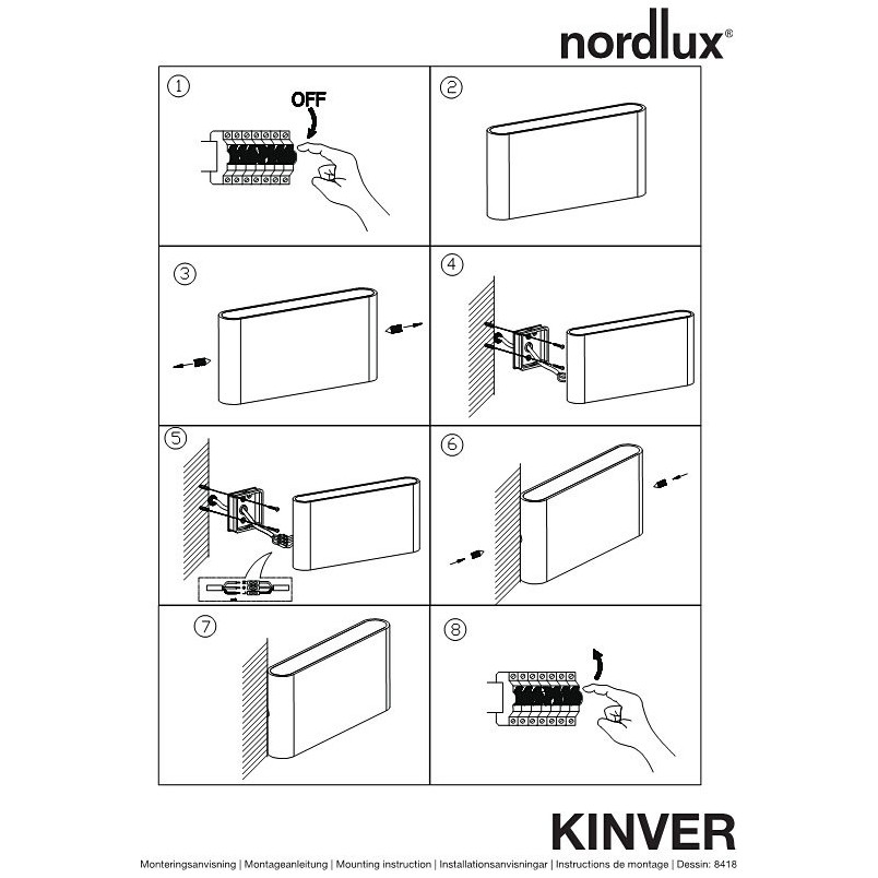 Kinkiet zewnętrzny elewacyjny Kinver LED Czarny marki Nordlux