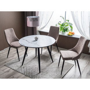 Stół okrągły glamour Ideal 100 marmur/czarny marki Signal