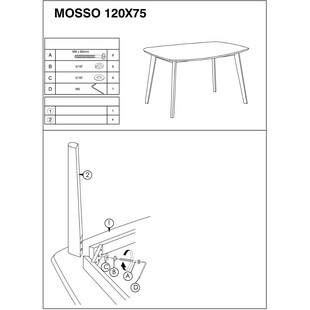 Stół prostokątny skandynawski Mosso 120x75 biały marki Signal