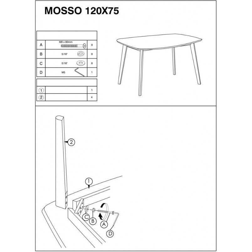 Stół prostokątny skandynawski Mosso 120x75 biały marki Signal