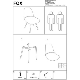Krzesło welurowe Fox Black Velvet szare marki Signal