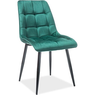 Krzesło welurowe pikowane Chic Velvet ciemno zielone marki Signal
