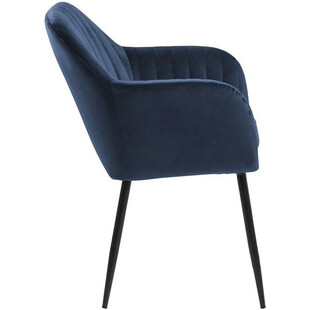 Krzesło welurowe z podłokietnikami Emilia Vic Black ciemno niebieskie marki Actona