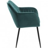Krzesło welurowe z podłokietnikami Emilia Vic Black zielone marki Actona