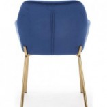 Krzesło pikowane tapicerowane na złotych nogach K306 granatowe marki Halmar