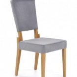 Krzesło tapicerowane na drewnianych nogach Sorbus szary/dąb marki Halmar