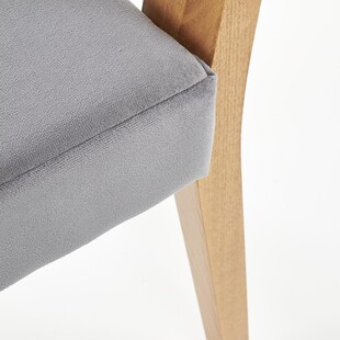 Krzesło tapicerowane na drewnianych nogach Sorbus szary/dąb marki Halmar