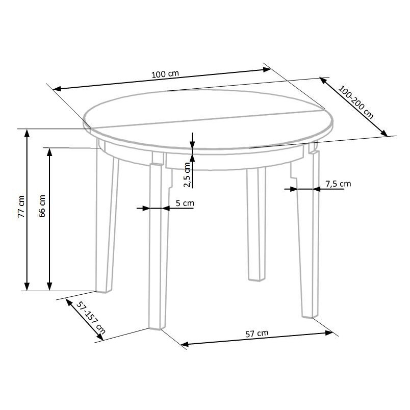 Stół rozkładany okrągły Sorbus II 100 dąb miodowy/garfit marki Halmar