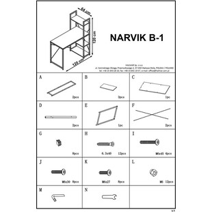 Biurko industrialne z regałem Narvik 120 dąb sonoma/czarny marki Halmar