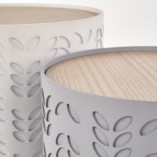 Zestaw okrągłych stolików kawowych Alba 39 biały/szary marki Halmar