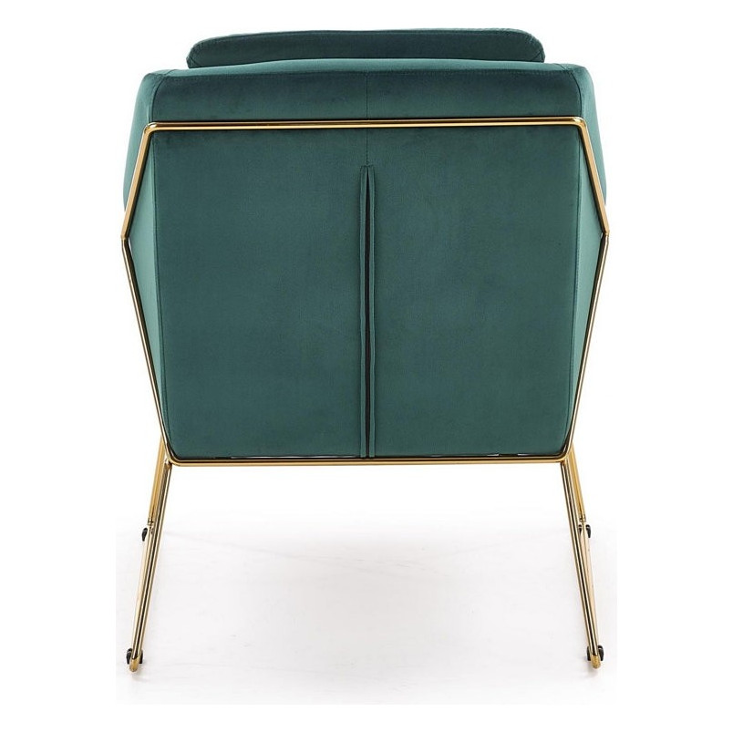 Fotel tapicerowany na złotych nogach Soft III ciemno zielony/złoty marki Halmar