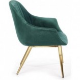 Fotel tapicerowany na złotych nogach Elegance II ciemno zielony marki Halmar