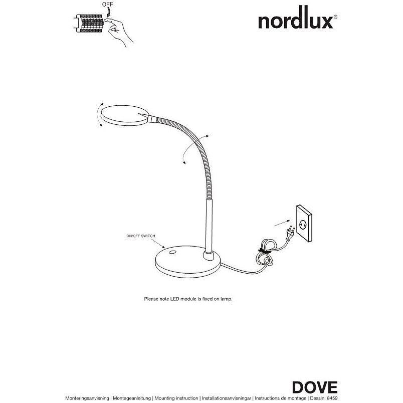 Lampa biurkowa regulowana Dove Czarna marki Nordlux