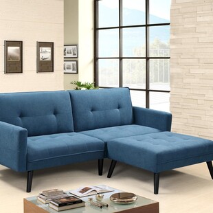Sofa pikowana rozkładana Corner 200 niebieska marki Halmar