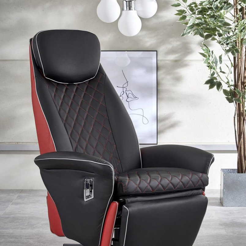 Fotel rozkładany z eksoskóry Camaro czarny marki Halmar