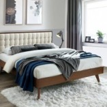 Łóżko tapicerowane pikowane Solomo 160 beżowe marki Halmar
