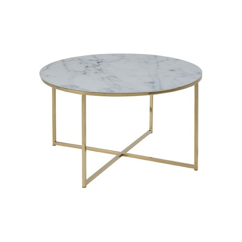 Okrągły stolik kawowy z marmurowym blatem Alisma 80 złoty marki Actona