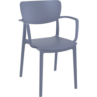 Krzesło plastikowe z podłokietnikami Lisa ciemno szare marki Siesta