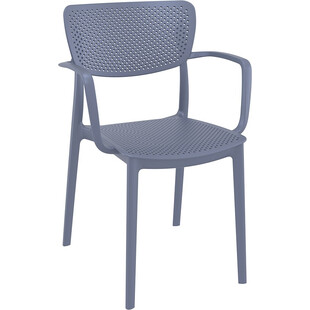 Krzesło ażurowe z podłokietnikami Loft ciemno szare marki Siesta