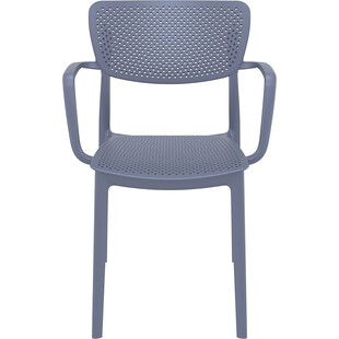 Krzesło ażurowe z podłokietnikami Loft ciemno szare marki Siesta
