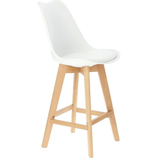 Krzesło barowe skandynawskie Norden Wood Low 64 białe marki Intesi