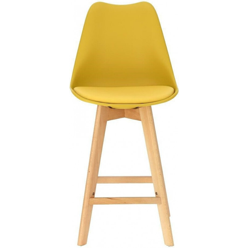 Krzesło barowe skandynawskie Norden Wood Low 64 żółte marki Intesi