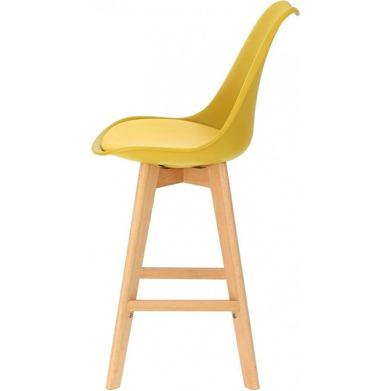 Krzesło barowe skandynawskie Norden Wood Low 64 żółte marki Intesi