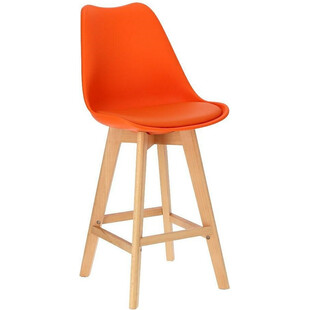 Krzesło barowe skandynawskie Norden Wood Low 64 pomarańczowe marki Intesi