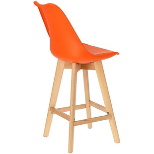 Krzesło barowe skandynawskie Norden Wood Low 64 pomarańczowe marki Intesi