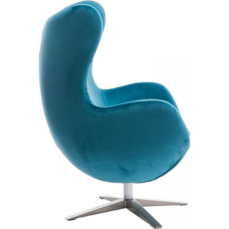 Fotel wypoczynkowy welurowy Jajo Velvet niebieski marki D2.Design