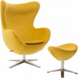 Fotel welurowy z podnóżkiem Jajo Velvet żółty marki D2.Design