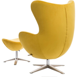 Fotel welurowy z podnóżkiem Jajo Velvet żółty marki D2.Design
