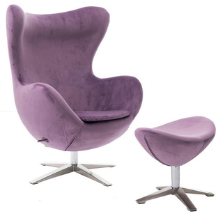 Fotel welurowy z podnóżkiem Jajo Velvet fioletowy marki D2.Design