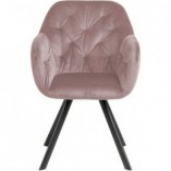 Krzesło welurowe pikowane z podłokietnikami Lola różowe marki Actona