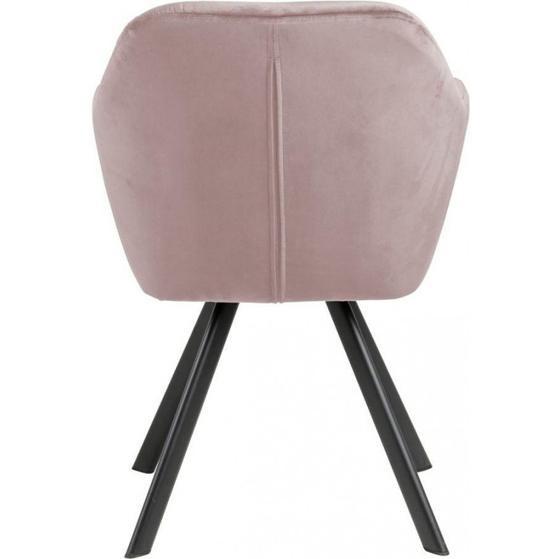 Krzesło welurowe pikowane z podłokietnikami Lola różowe marki Actona