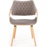 Krzesło drewniane welurowe K396 popiel/jasny dąb marki Halmar