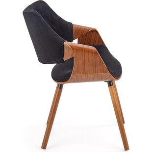 Krzesło drewniane welurowe K396 czarny/orzech marki Halmar