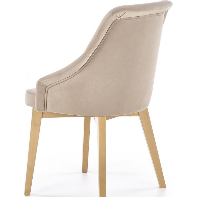 Krzesło tapicerowane na drewnianych nogach Toledo II beżowy/dąb miodowy marki Halmar