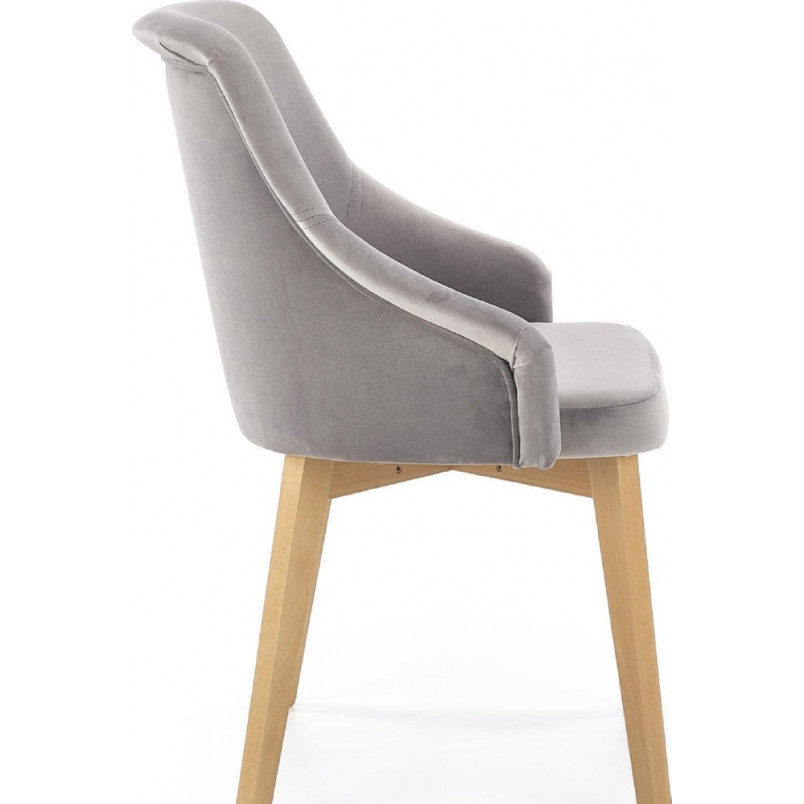 Krzesło tapicerowane na drewnianych nogach Toledo II popiel/dąb miodowy marki Halmar