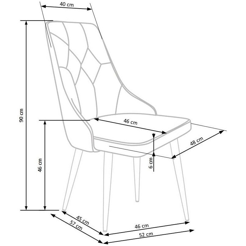 Krzesło welurowe pikowane K365 popiel marki Halmar
