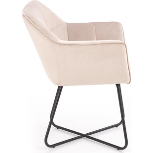 Krzesło welurowe pikowane z podłokietnikami K377 beżowe marki Halmar
