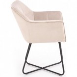 Krzesło welurowe pikowane z podłokietnikami K377 beżowe marki Halmar