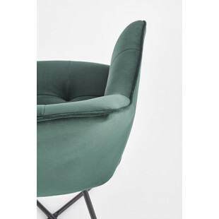 Krzesło welurowe pikowane z podłokietnikami K377 ciemny zielony marki Halmar