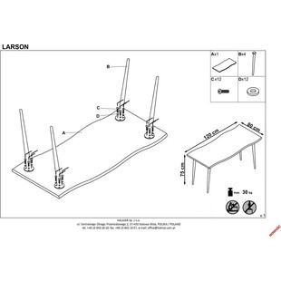 Stół industrialny Larson 120x80 dąb naturalny marki Halmar