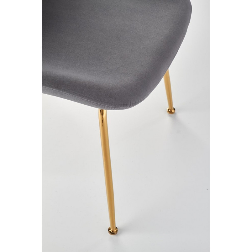 Krzesło welurowe na złotych nogach K381 popiel marki Halmar