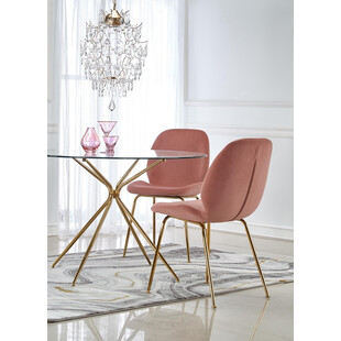 Krzesło welurowe na złotych nogach K381 różowe marki Halmar