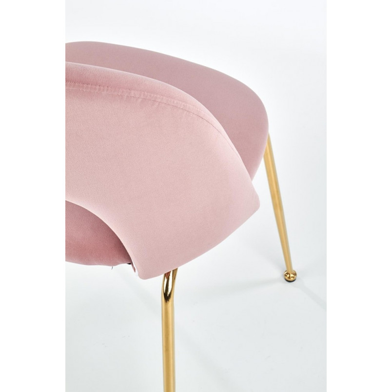 Krzesło welurowe na złotych nogach K385 jasno różowe marki Halmar