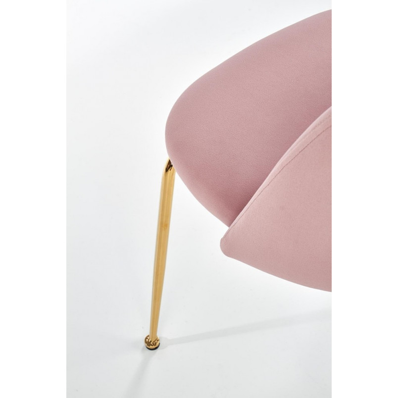 Krzesło welurowe na złotych nogach K385 jasno różowe marki Halmar